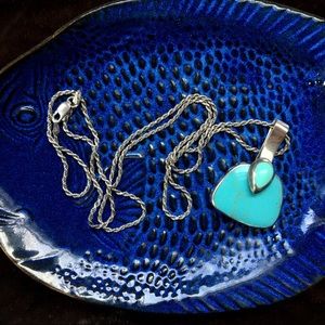 Vintage Sterling & Turquoise Pendant Necklace